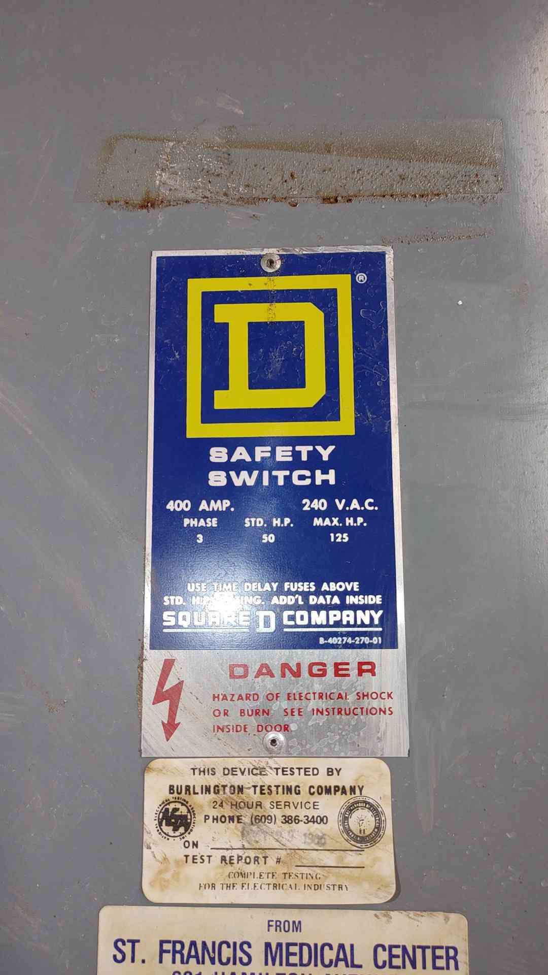 Square D 400A 240VAC 3PH Safety Switch H325N (SKU: 112278)