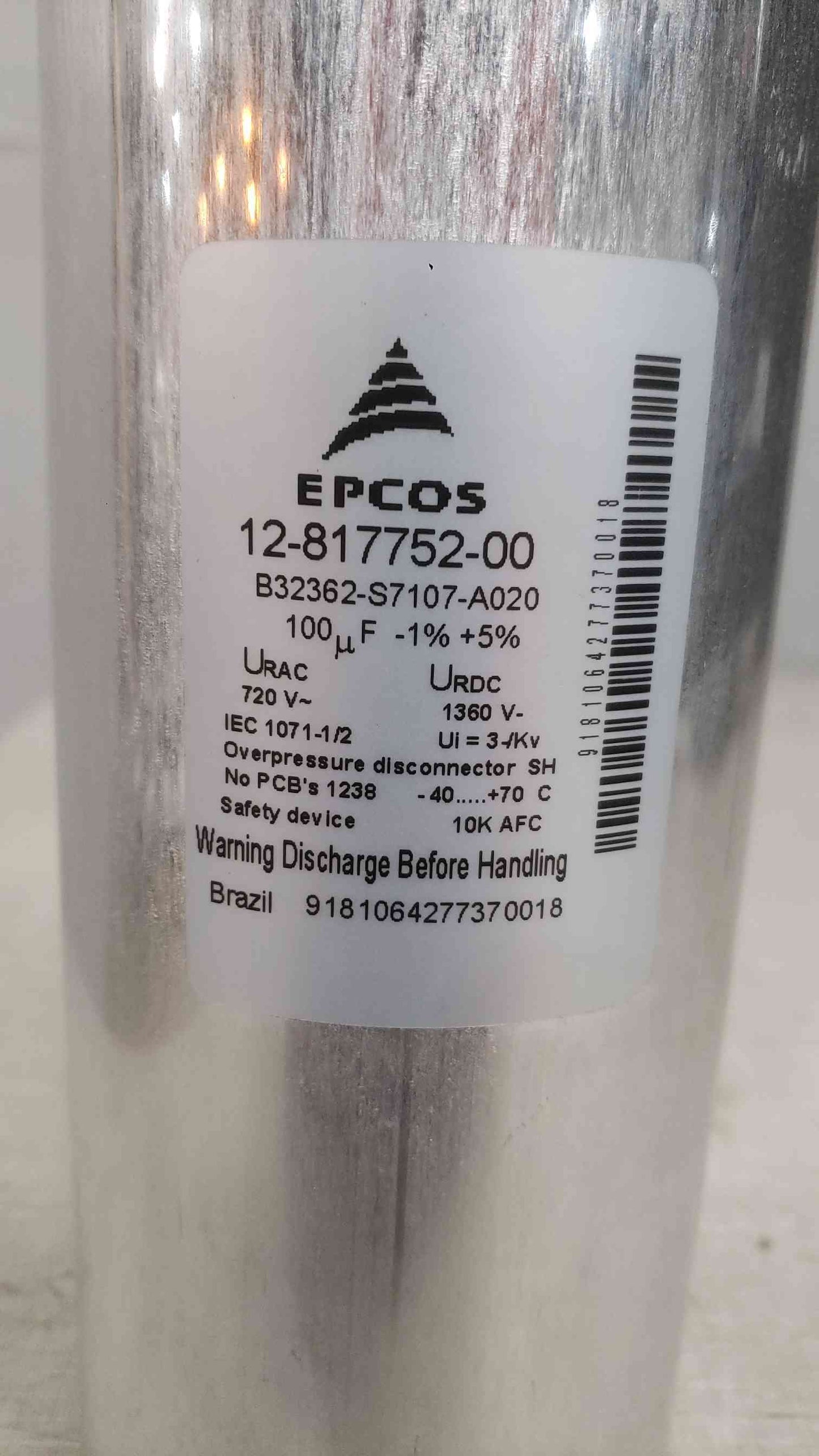 EPCOS 100uF Capacitor B32362-S7107-A020 (SKU: 112379)