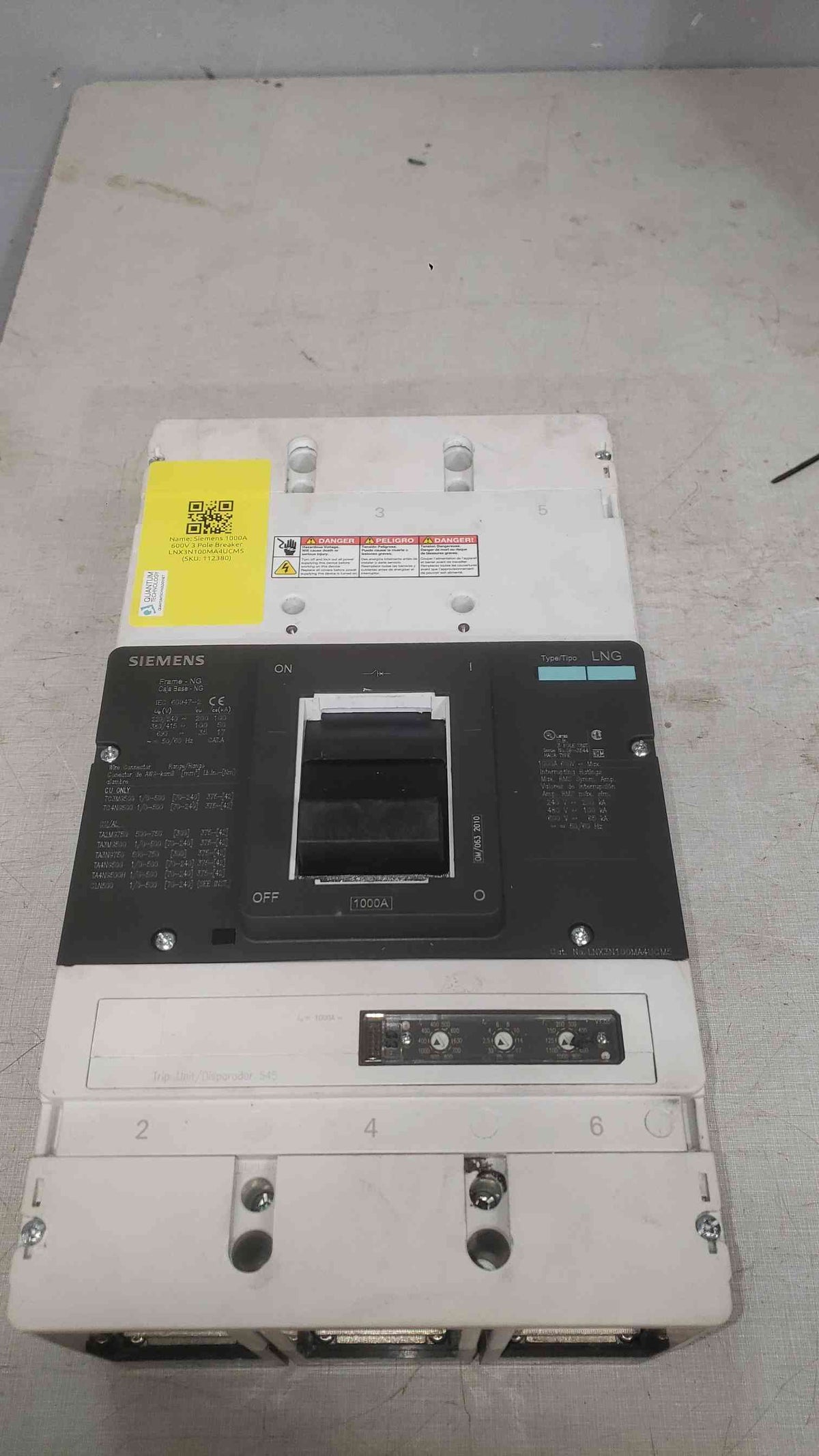 Siemens 1000A 600V 3 Pole Breaker LNX3N100MA4UCM5 (SKU: 112380)