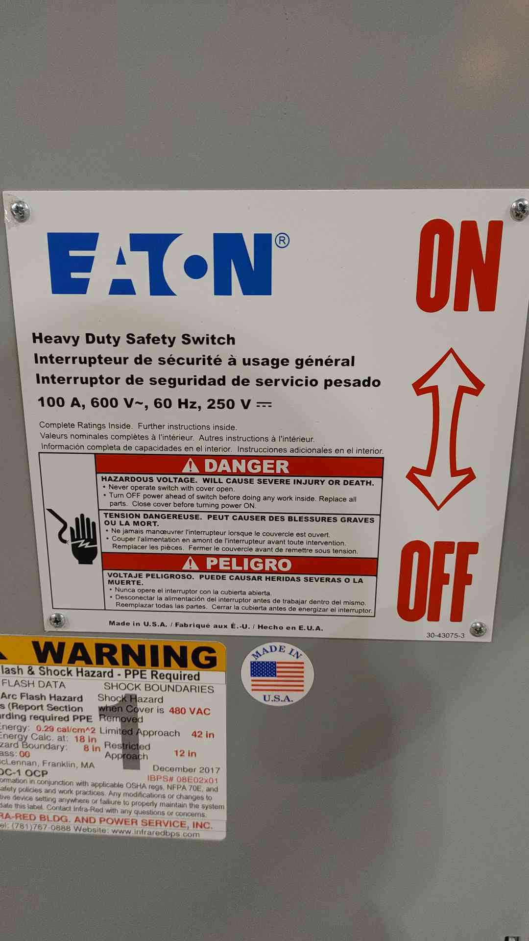 EATON 100A, 600V~, 60Hz, 250V Heavy Duty Safety Switch DH363UGK(SKU: 112471)