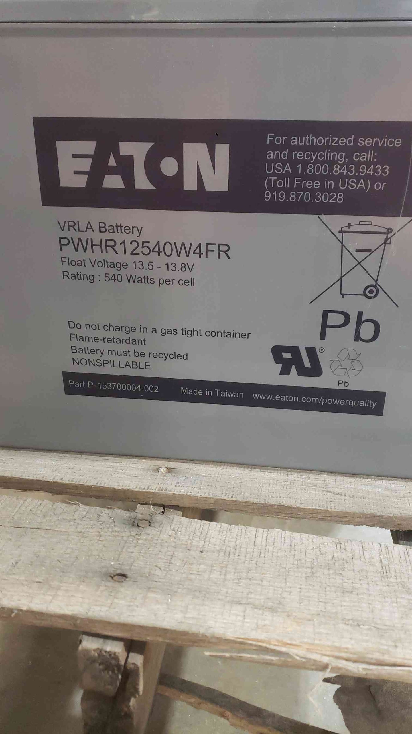 140A EATON 540W/Cell VRLA Battery PWHR12540W4FR (SKU: 112465)