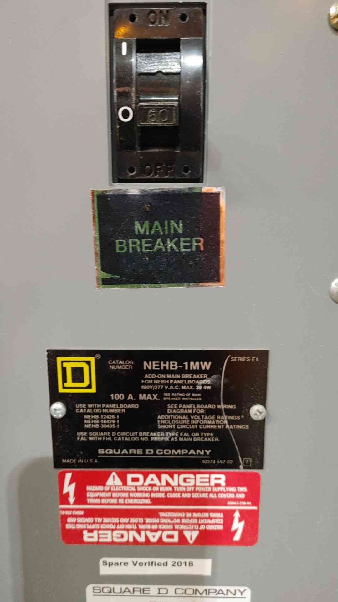 Square D 100A 480/277V 3PH 4W Panelboard NEHB-1MW & Main (SKU: 112466)