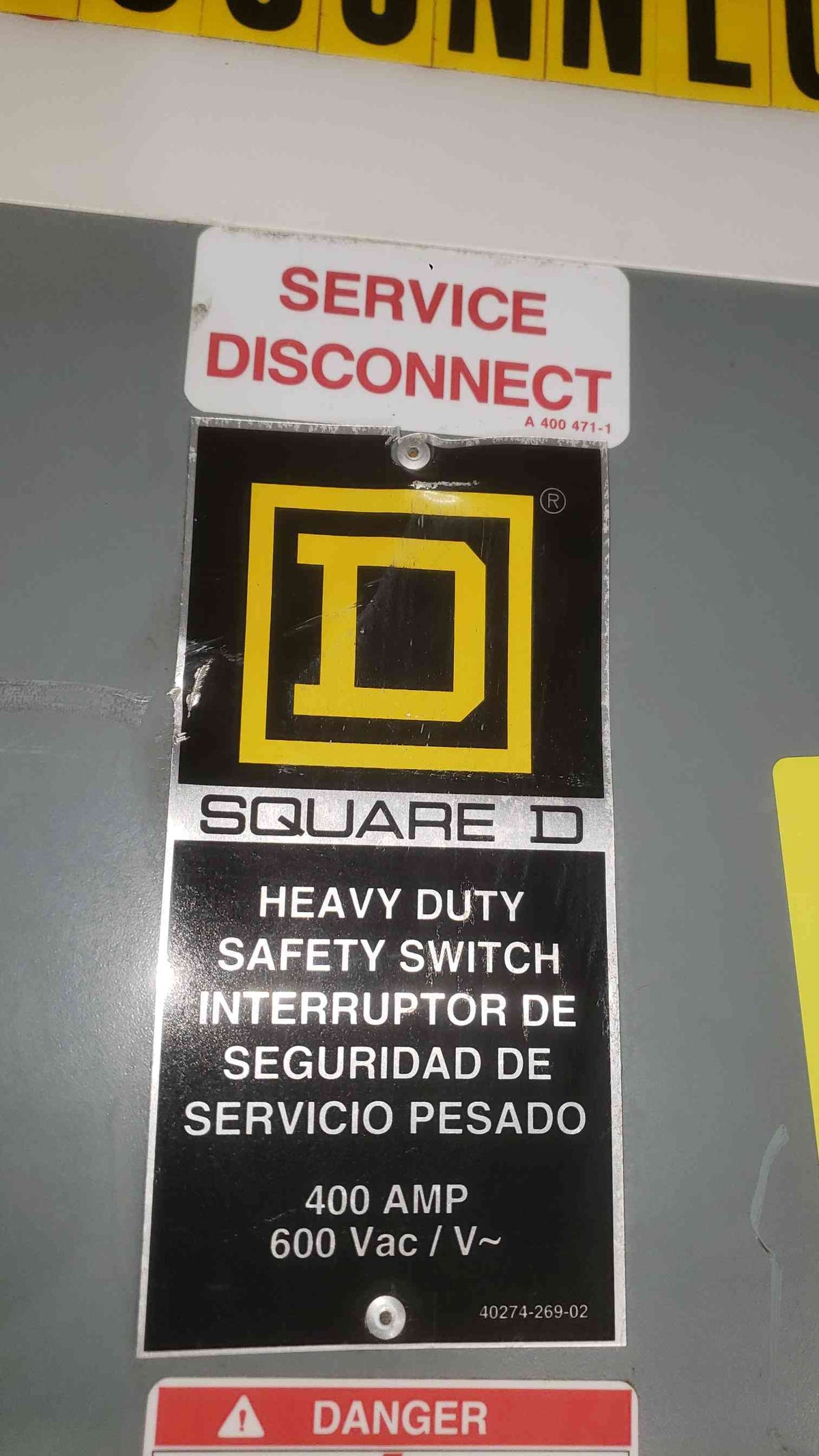 Square D 400A 600VAC 3PH Heavy Duty Safety Switch (SKU: 112529)