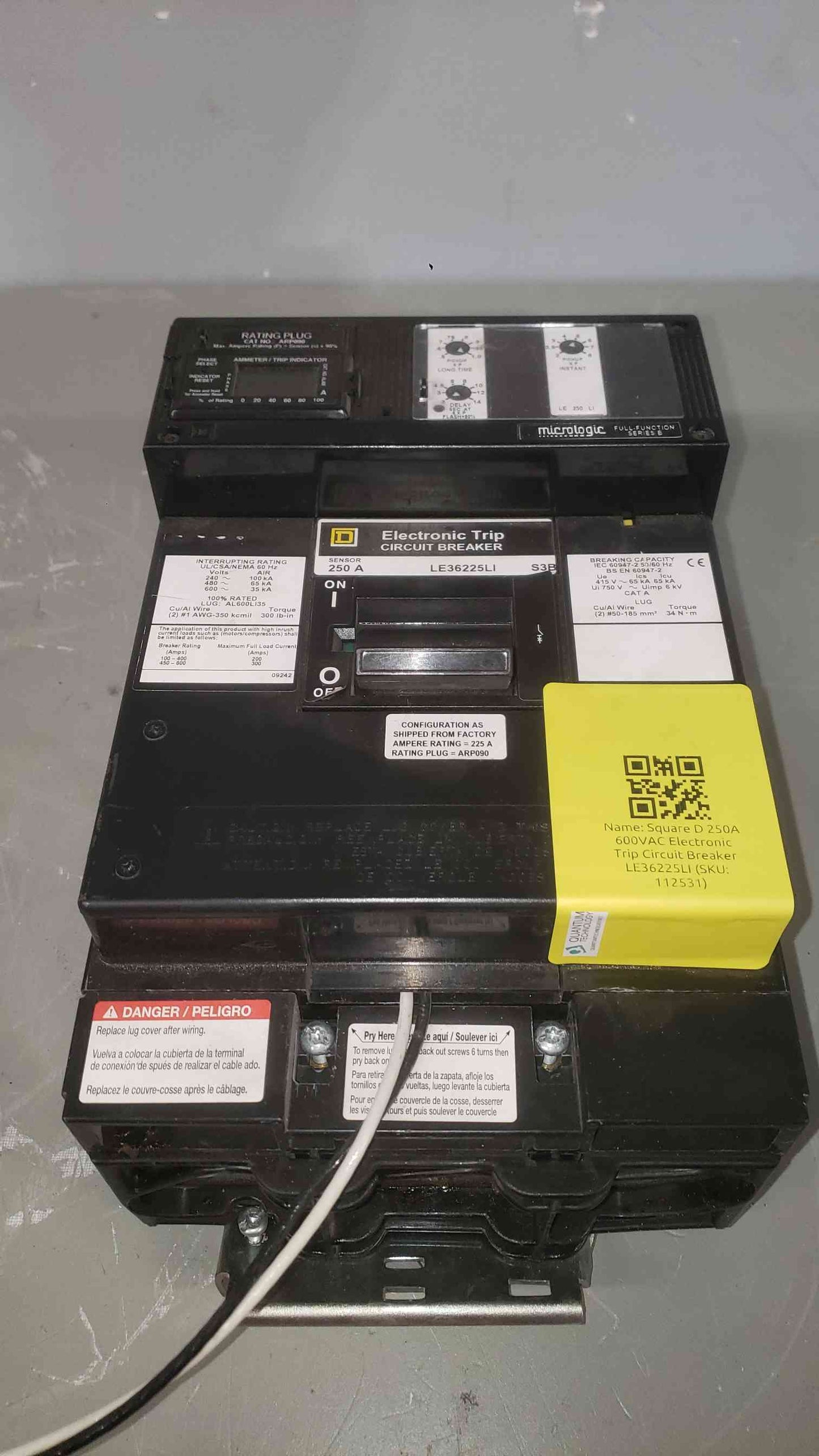 Square D 250A 600VAC Electronic Trip Circuit Breaker LE36225LI (SKU: 112531)
