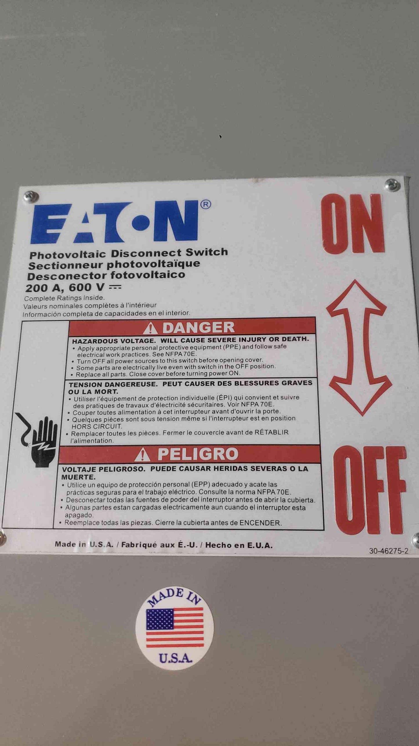 EATON 200A 600VDC Type 3R Enclosure DCU2064URM2 (SKU: 112571)