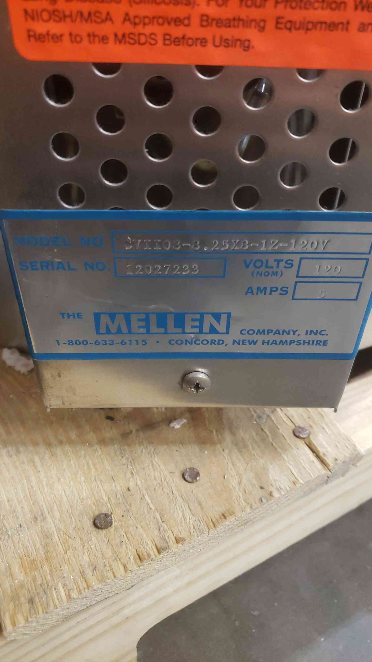 MELLEN 120V 5A High Temperature Industrial Furnace CVII08-8.25X8-1Z-120V (SKU: 112560)