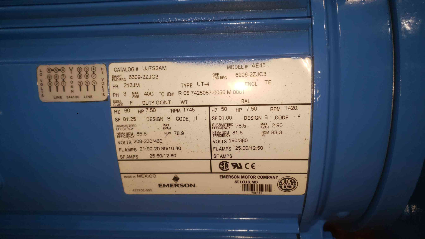 NEW US Motors 7.5HP 1745RPM 208-230/460 3PH AE45 (SKU: 112590)