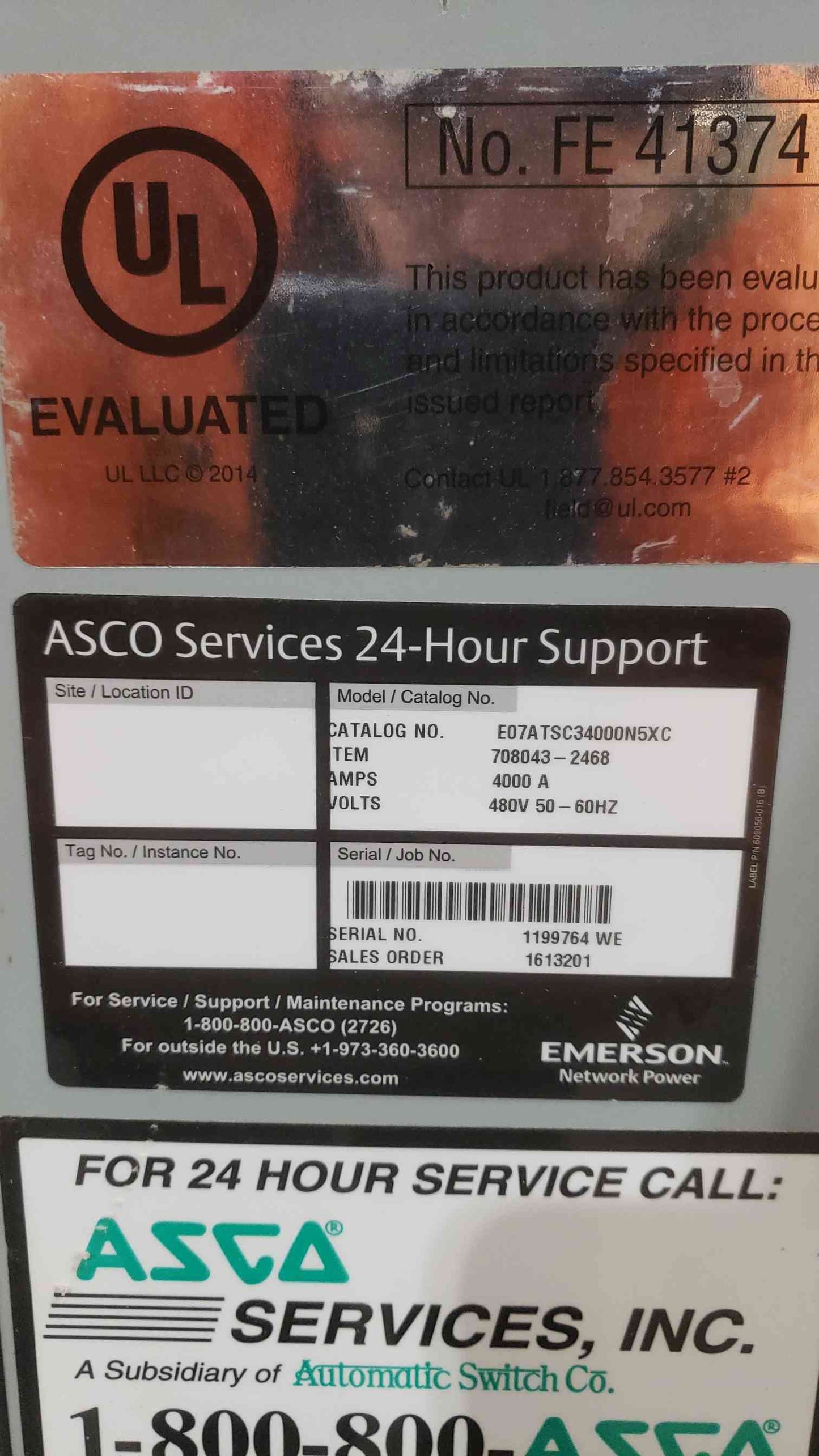 ASCO 7000 Series 4000A Enclosure Section - Includes Control Group & Logic As-Is Parts Only (SKU: 112587)