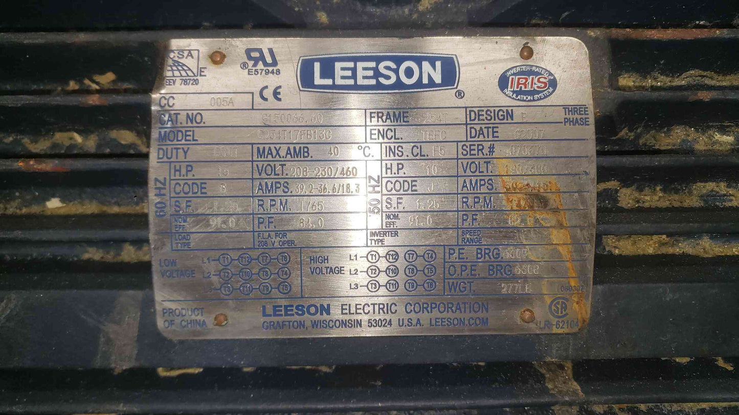 LEESON 15HP 208-230/460 3PH Motor C254T17FB13C (SKU: 112602)