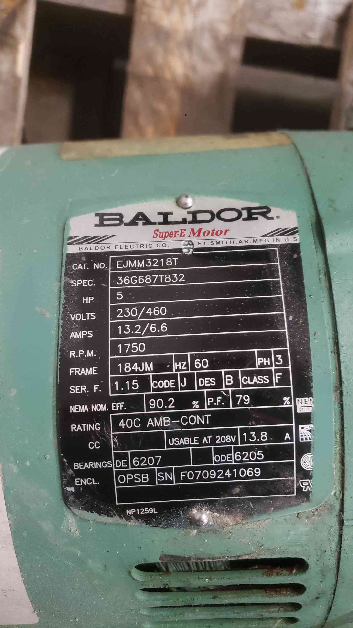 Baldor 5HP 230/460 3PH Super-E Motor & Pump EJMM3218T (SKU: 112603)