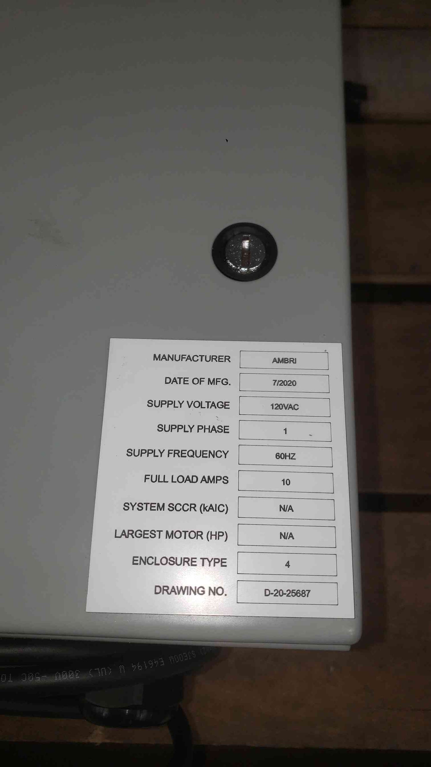 Ambri 120VAC 10A 1PH Industrial automation Control Panel (SKU: 112614)