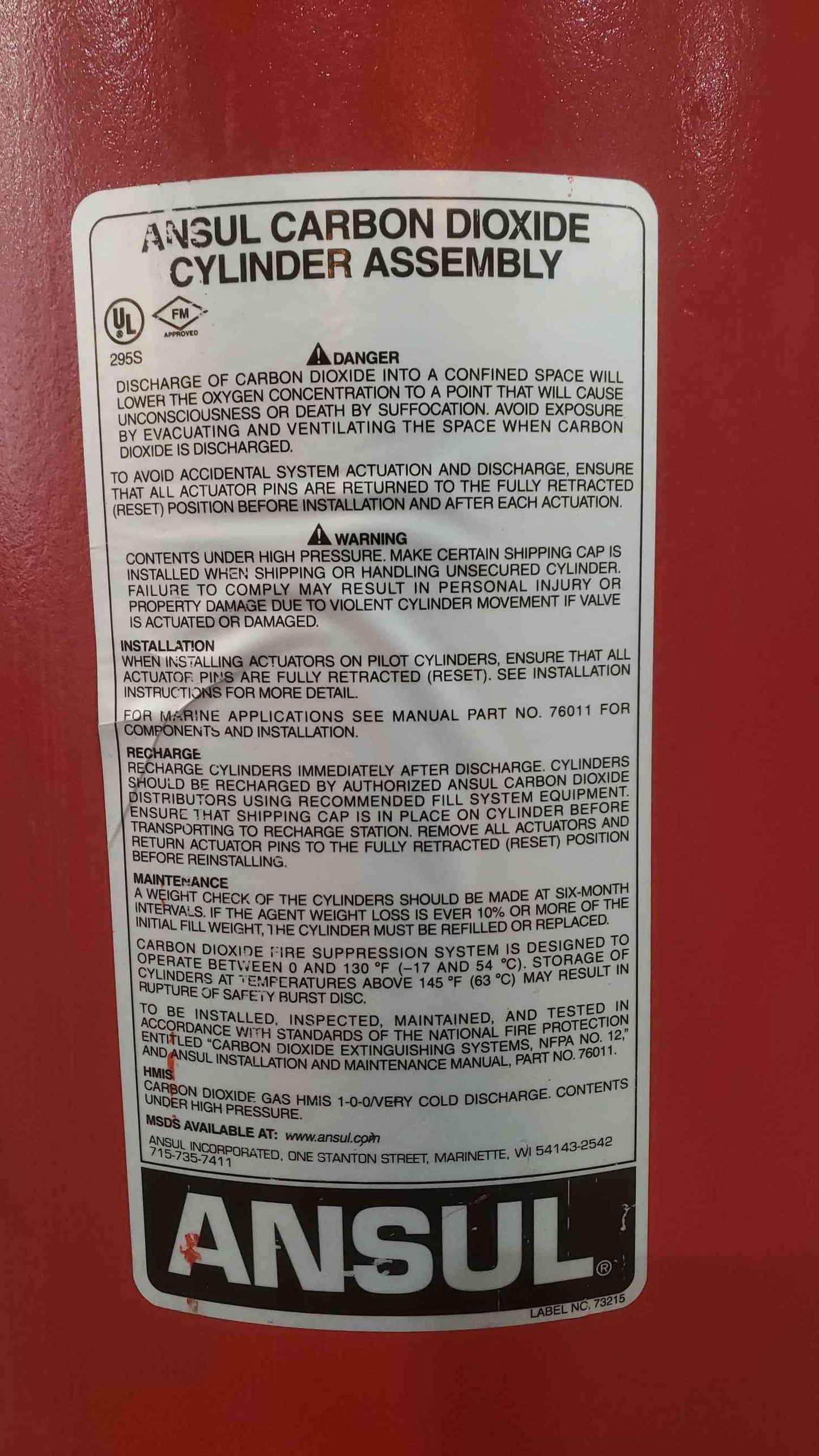 Ansul CO2 Cylinder (SKU: 112644)