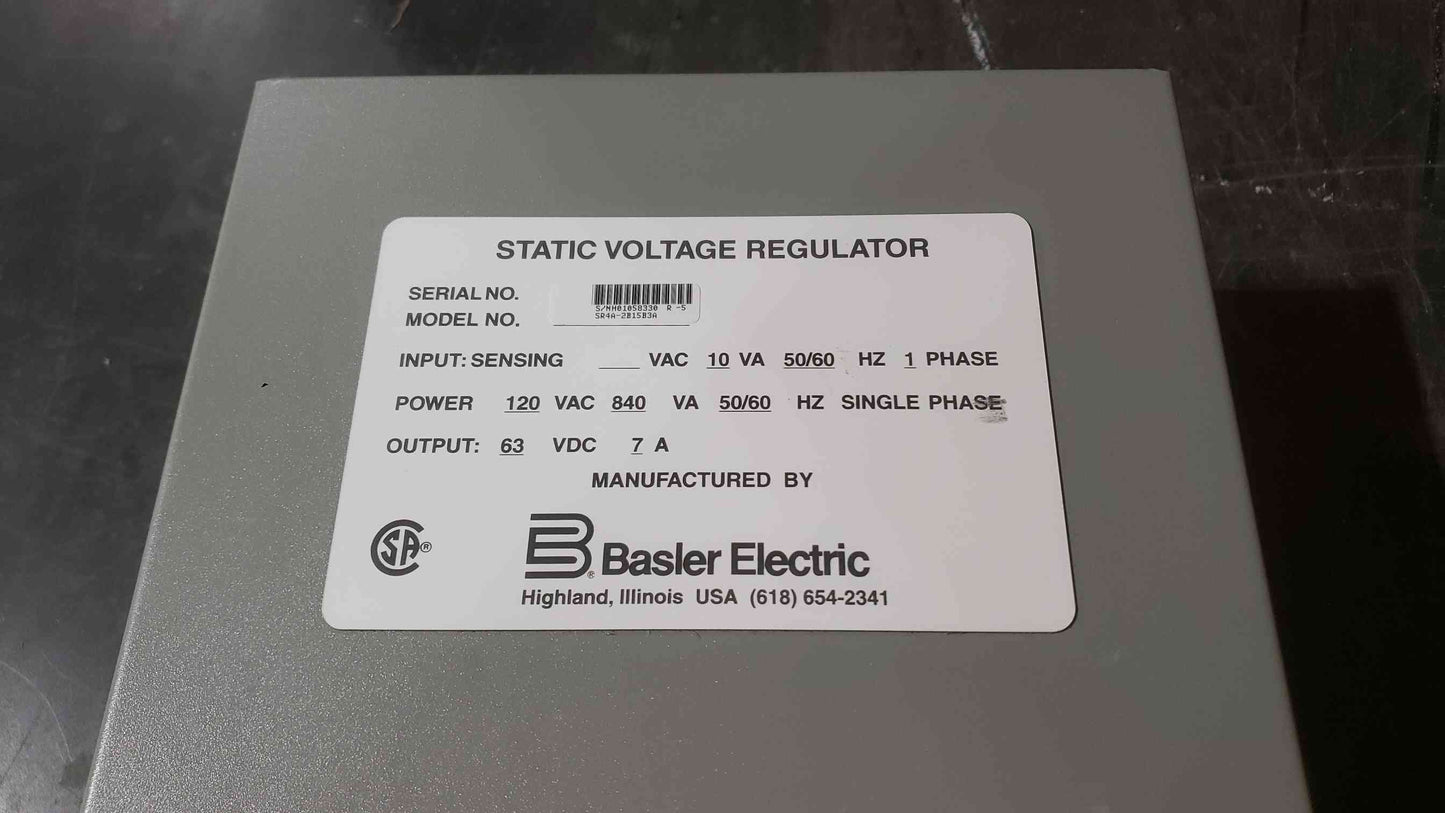 Basler Electric 120VAC 1PH Static Voltage Regulator SR4A-2B15B3A (SKU: 112621)