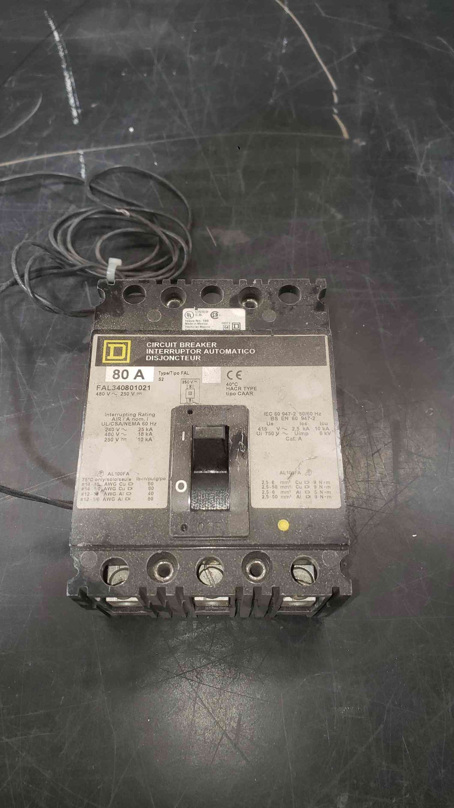 Square D 80A 480V~ 3 Pole Breaker FAL340801021 (SKU: 112675)