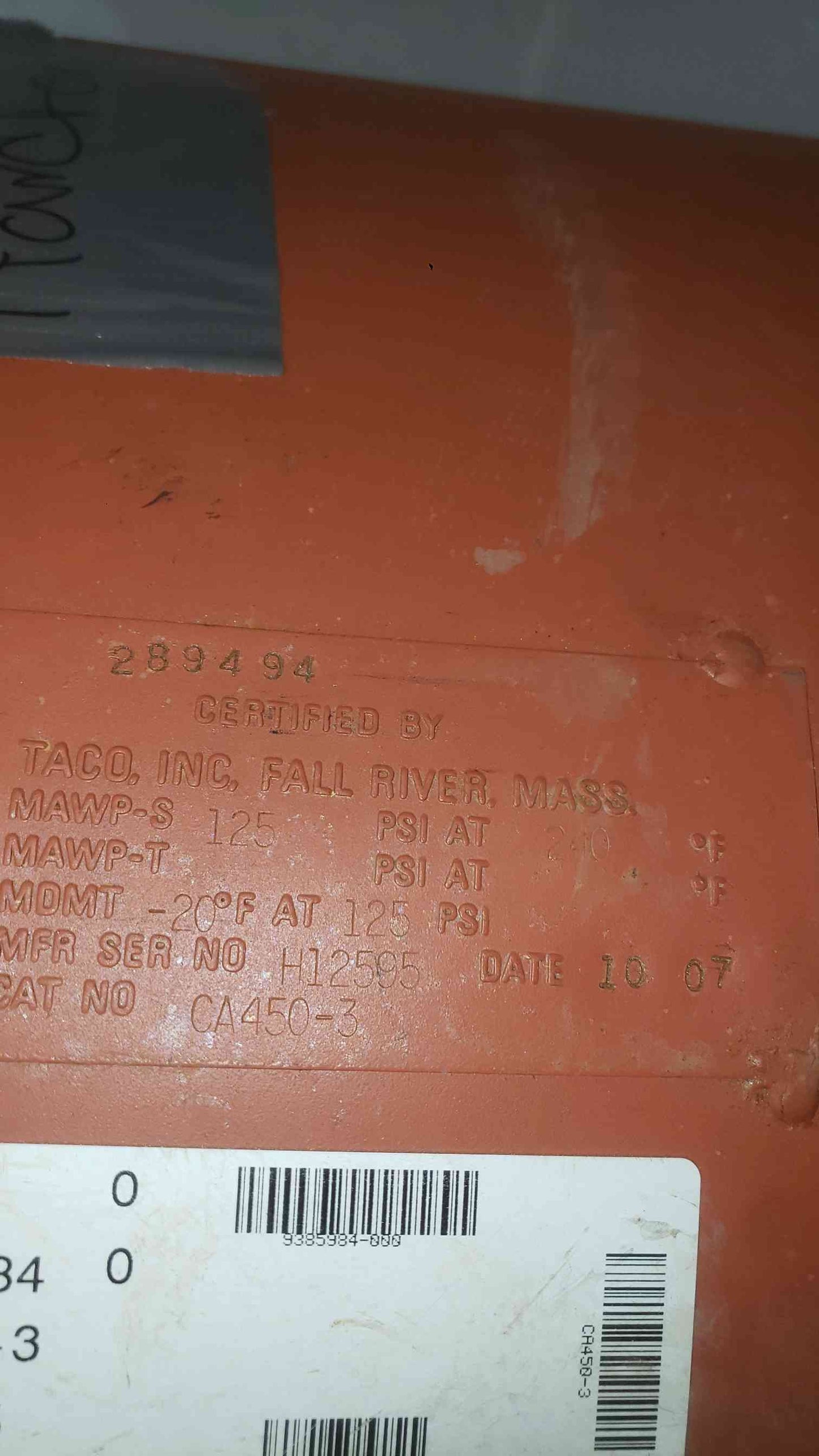 Taco 119 Gal. High-Capacity Bladder Expansion Tank CA450-3 (SKU: 112666)