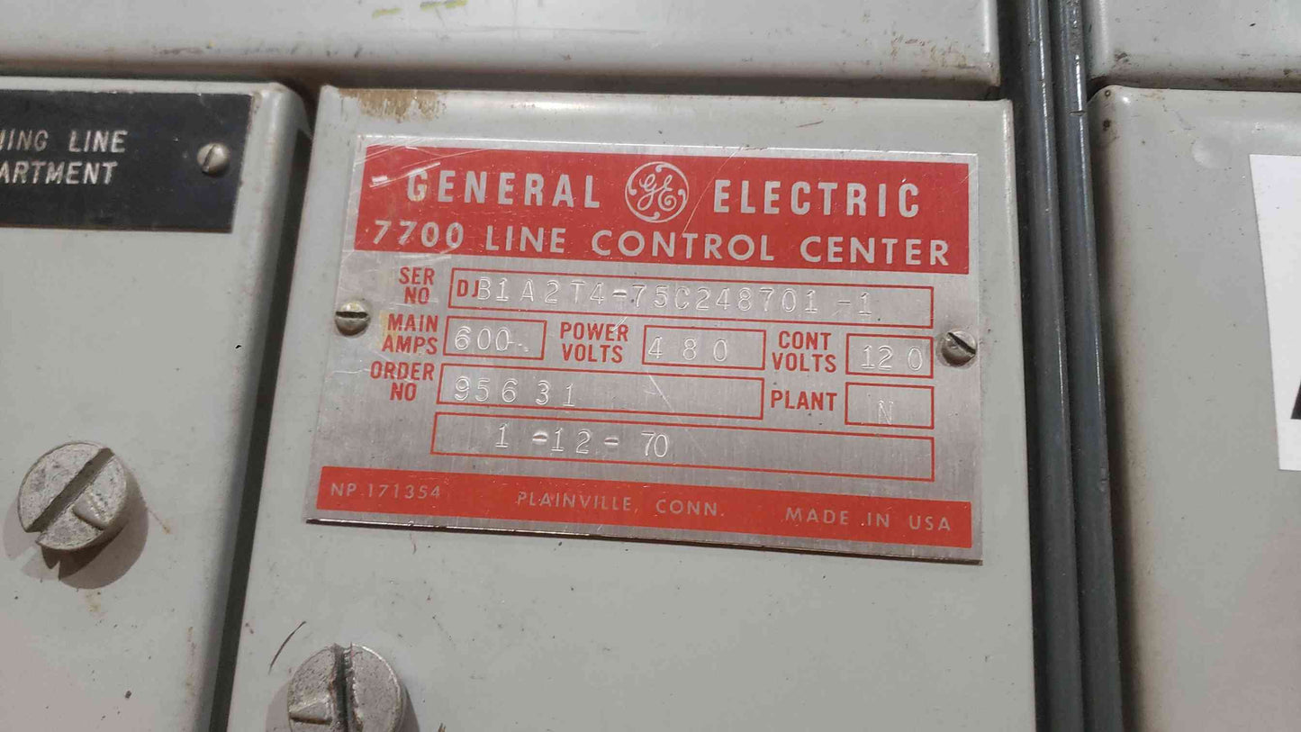 GE 4 Section 600A 480V 7700 Line Control Center (SKU: 112662)