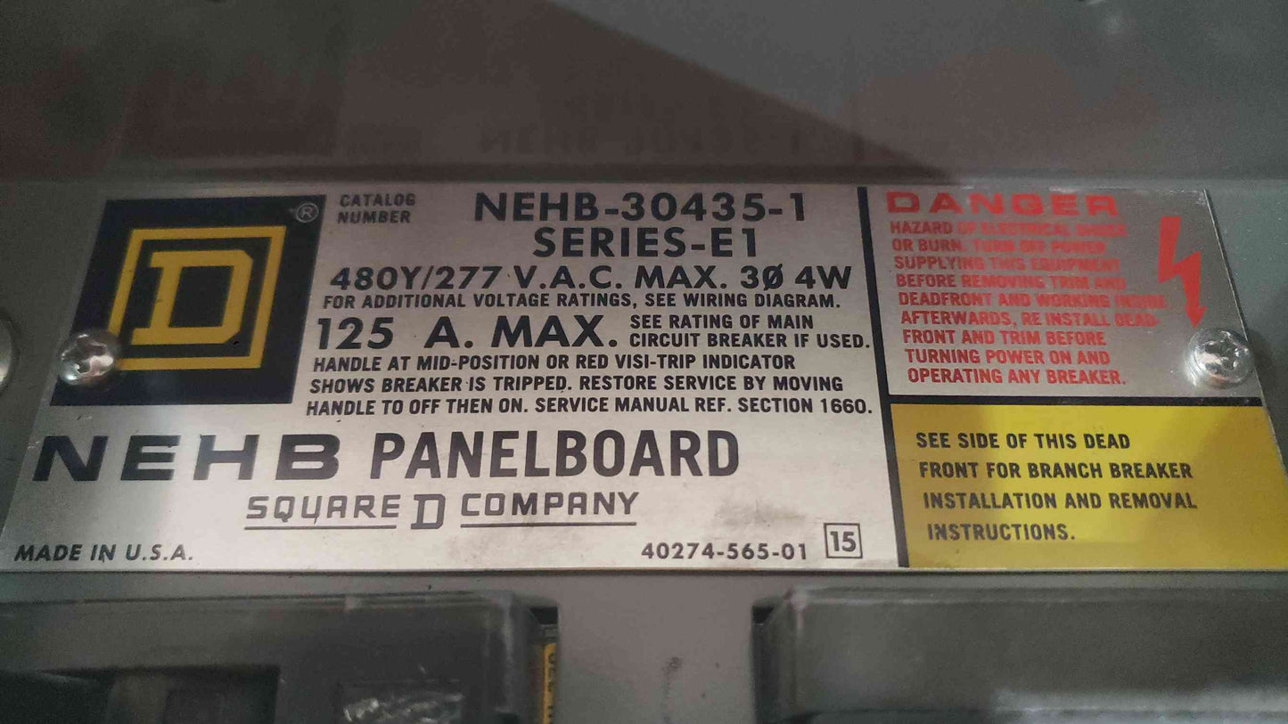 Square D 125A 480Y/277 3PH 4W Panelboard (SKU: 112702)