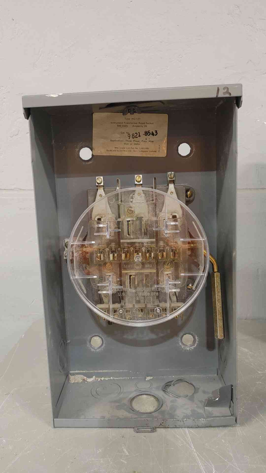 DUNCAN 20A 600V 3PH 4W Meter Socket 9821-8543(SKU: 112707)