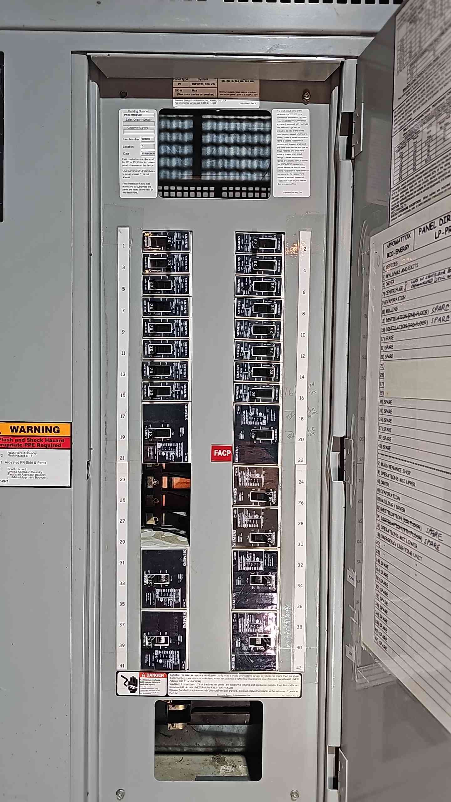 75KVA Hammond Transformer 480v x 480Y/277v w/ Integrated Siemens 208/120v HCB Panelboard (112757)