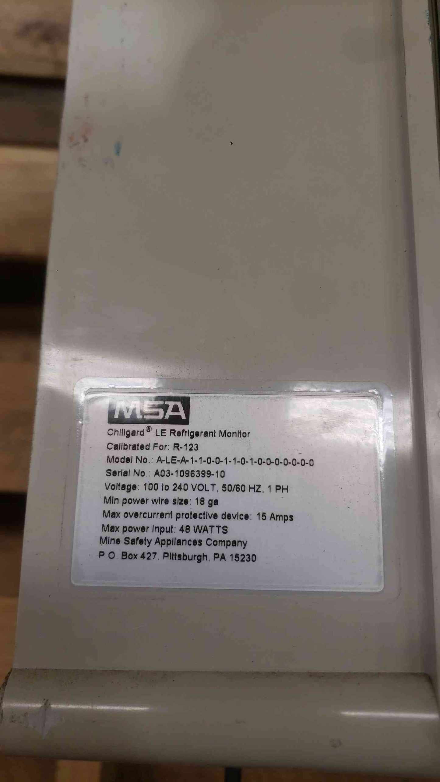 MSA Chillgard LE Refrigerant Monitor R-123 Leak Detector 100-240V PAIR Technology(SKU: 112816)