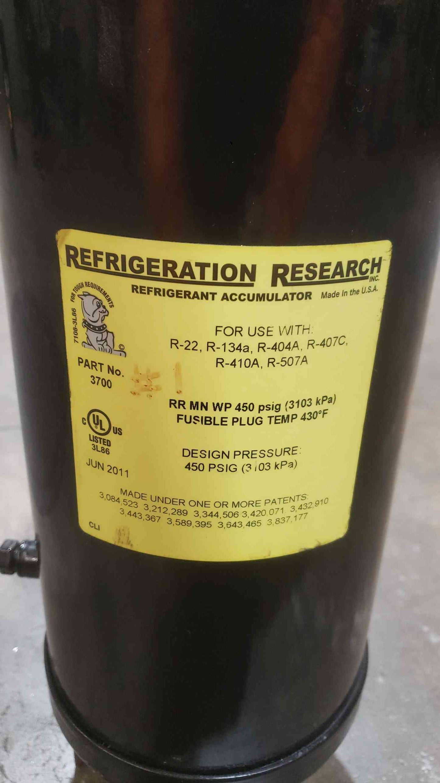 Refrigeration Research 3700 Suction Line Accumulator | HVAC/R Refrigerant Reservoir (SKU: 112846)
