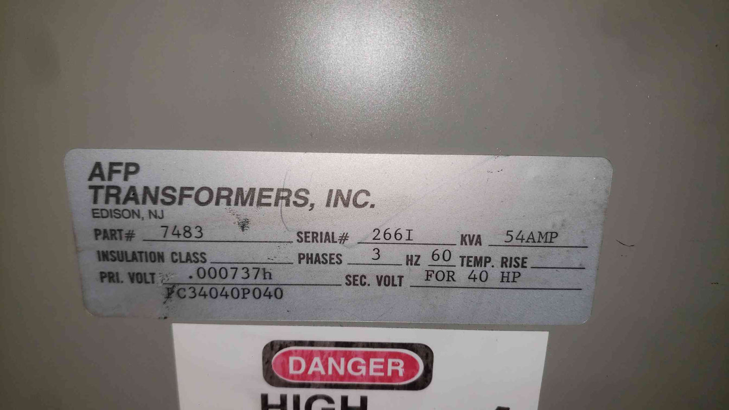 AFP Transformers 40HP 3-Phase Motor Starting Autotransformer 480V 54A | 7483 (SKU: 112746)