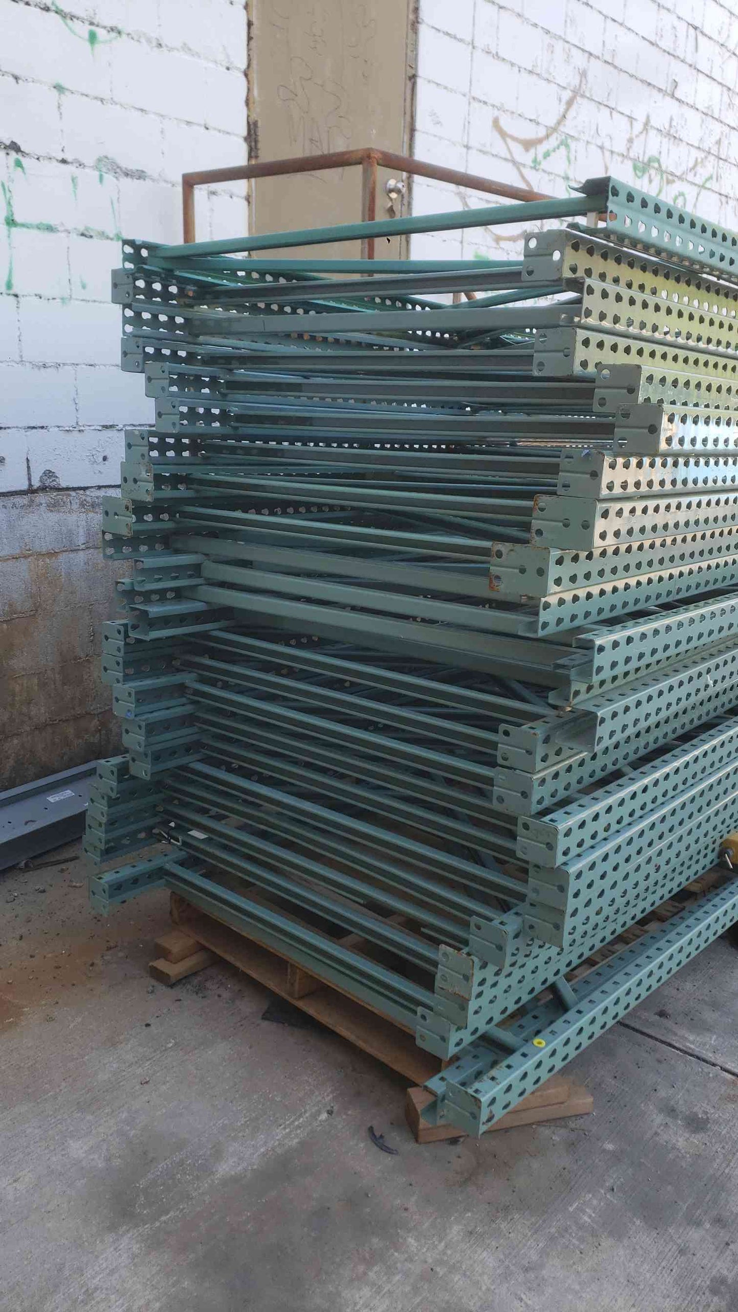 10' Teardrop Pallet Rack Uprights - 42" Depth - Interlake Teal Green - Industrial Warehouse Racking (SKU: 113059)