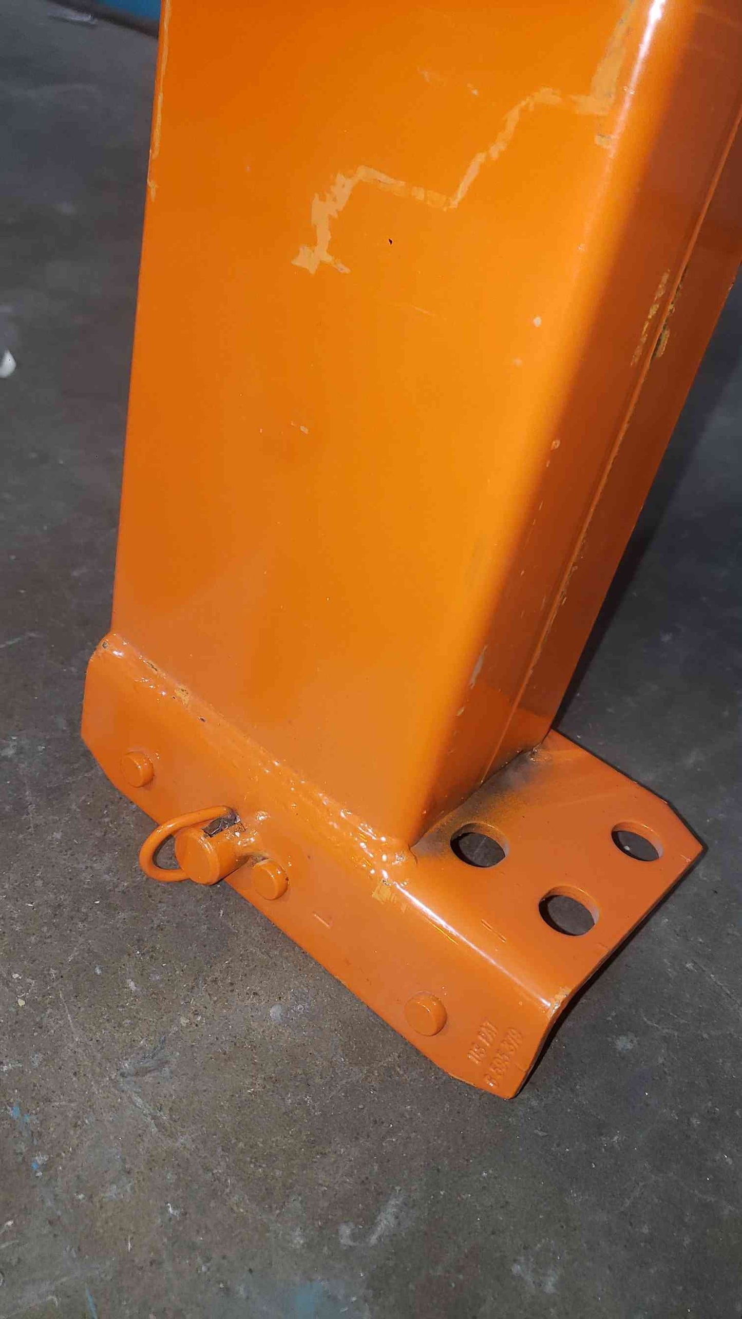 96" Husky Teardrop Pallet Rack Beam - 8ft Orange Step Beam - Universal Warehouse Racking (SKU: 113083)