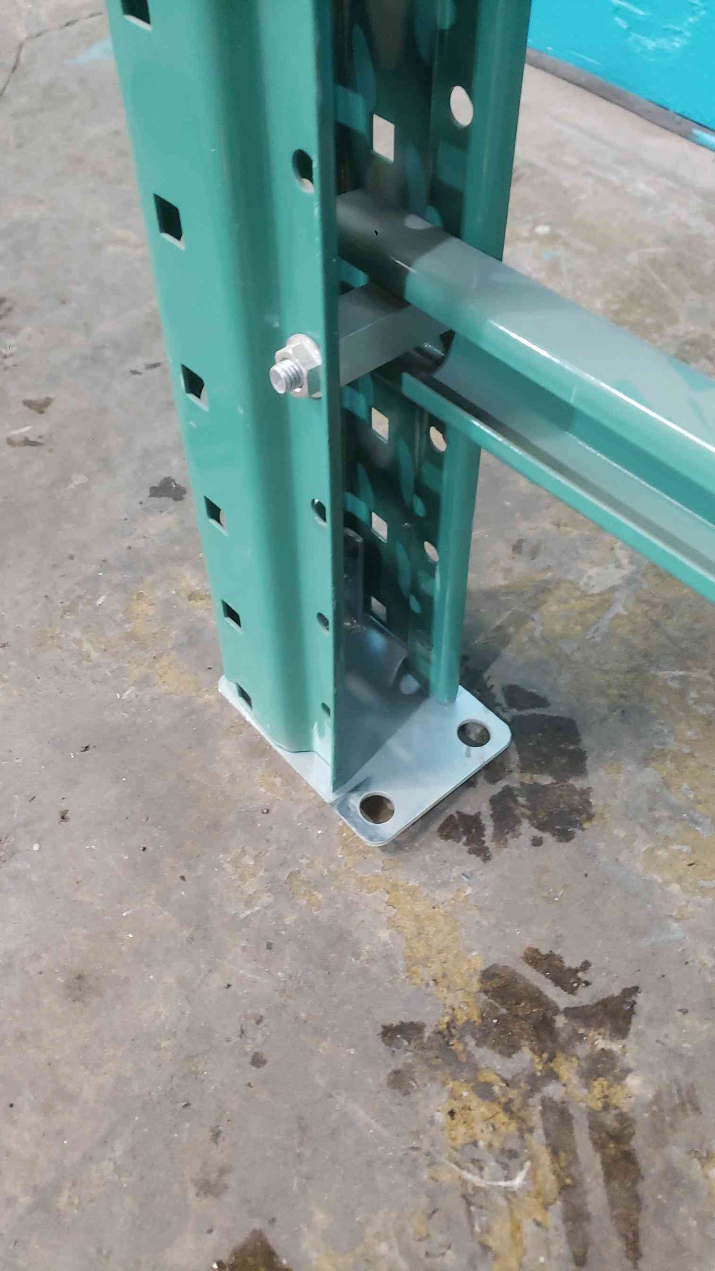 10' Teardrop Pallet Rack Upright Frame - 42" Depth - Interlake Style Green/Teal (SKU: 113087)