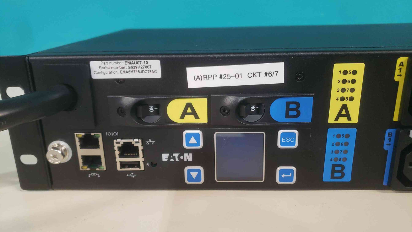 Eaton EMAU07-10 ePDU G3 Managed 0U 30A 208V-240V Outlet-Level Monitoring/Switching L6-30P