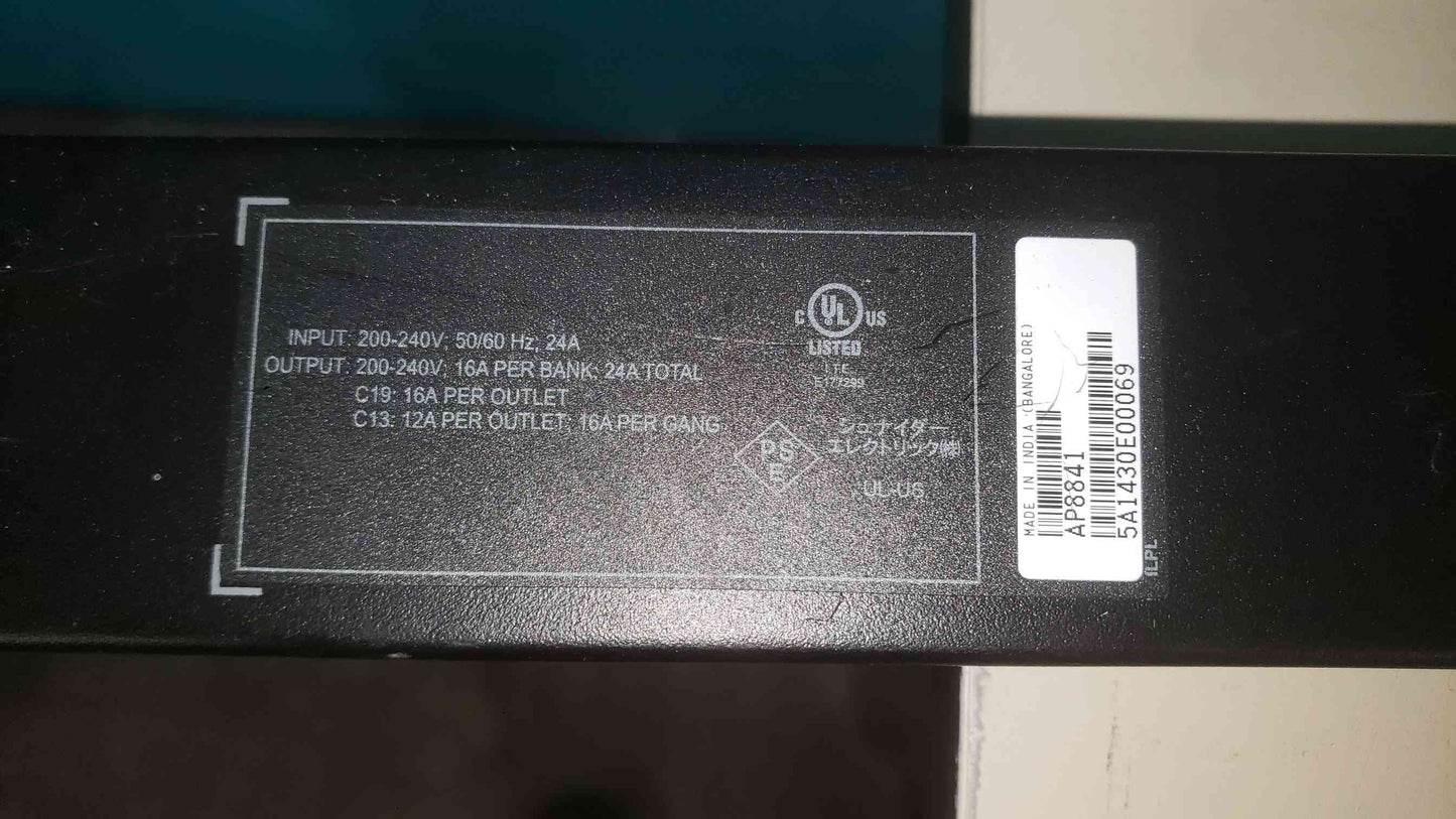 APC AP8841 Metered Rack PDU 2G 0U 30A 200V-208V (36) C13 (6) C19 Outlets L6-30P 5.0kW