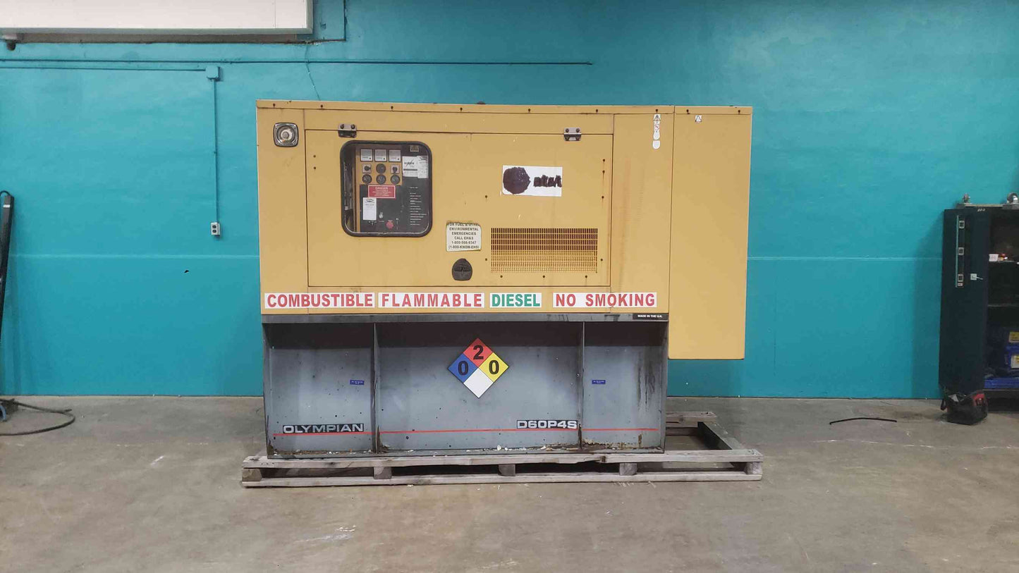 Caterpillar Olympian D60P4S 60kW Diesel Generator - Single Phase 120/240V Enclosed 532 Hrs TESTED (SKU: 113310)