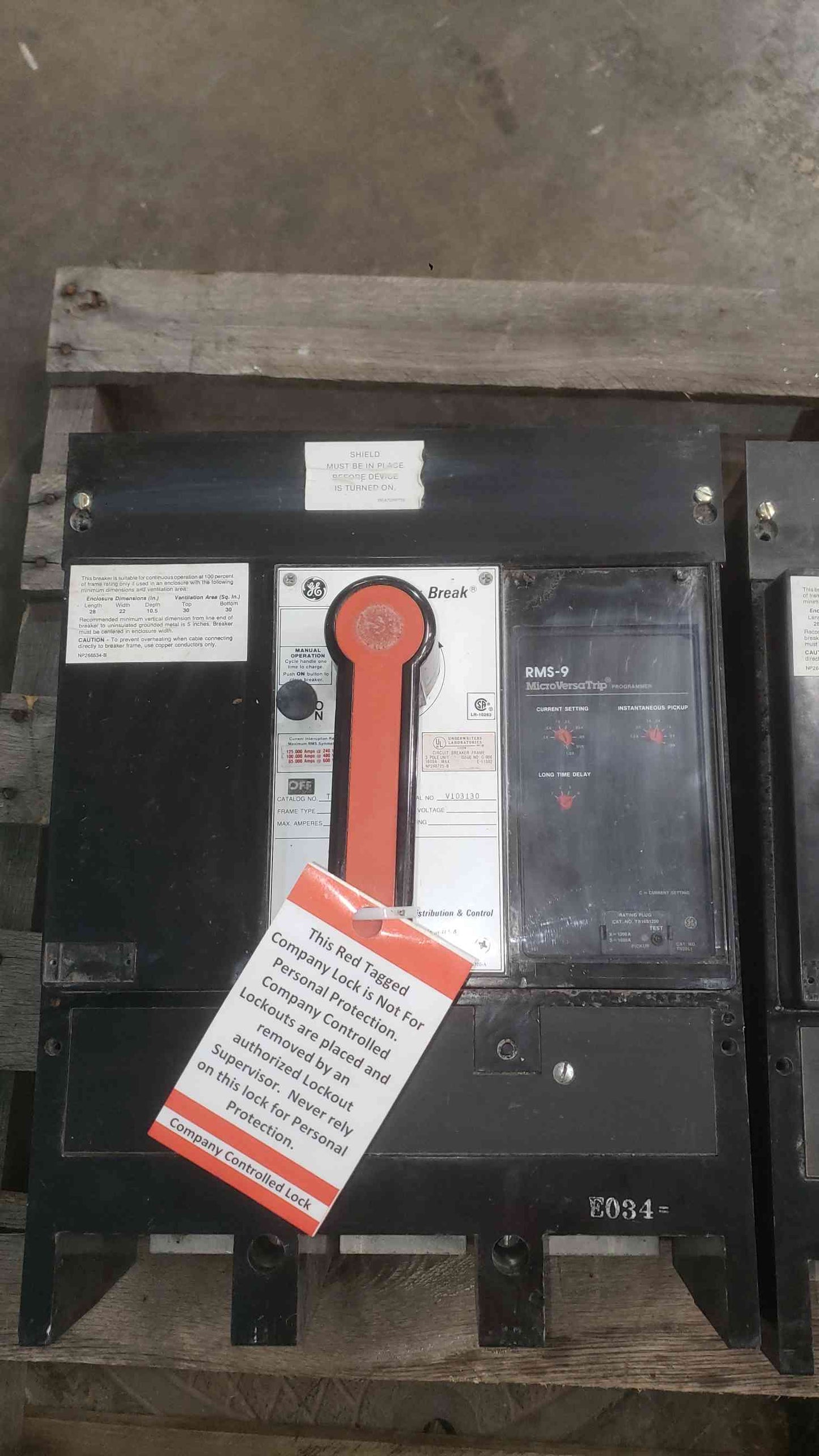 GE Power Break THP1616SS 1600A Circuit Breaker with RMS-9 MicroVersaTrip TS20LI TR16S1200 (SKU: 113381)