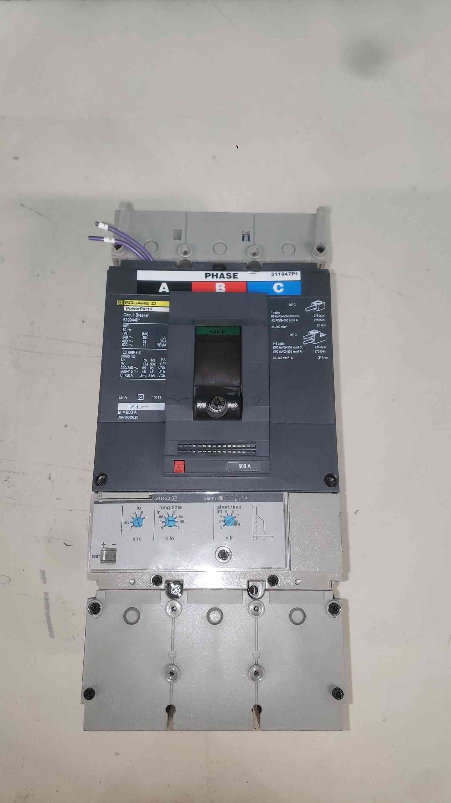 Square D PowerPact DGN36600E20 600 Amp 3 Pole 600V Breaker STR 23 SP 600A DG 35k (SKU: 113386)