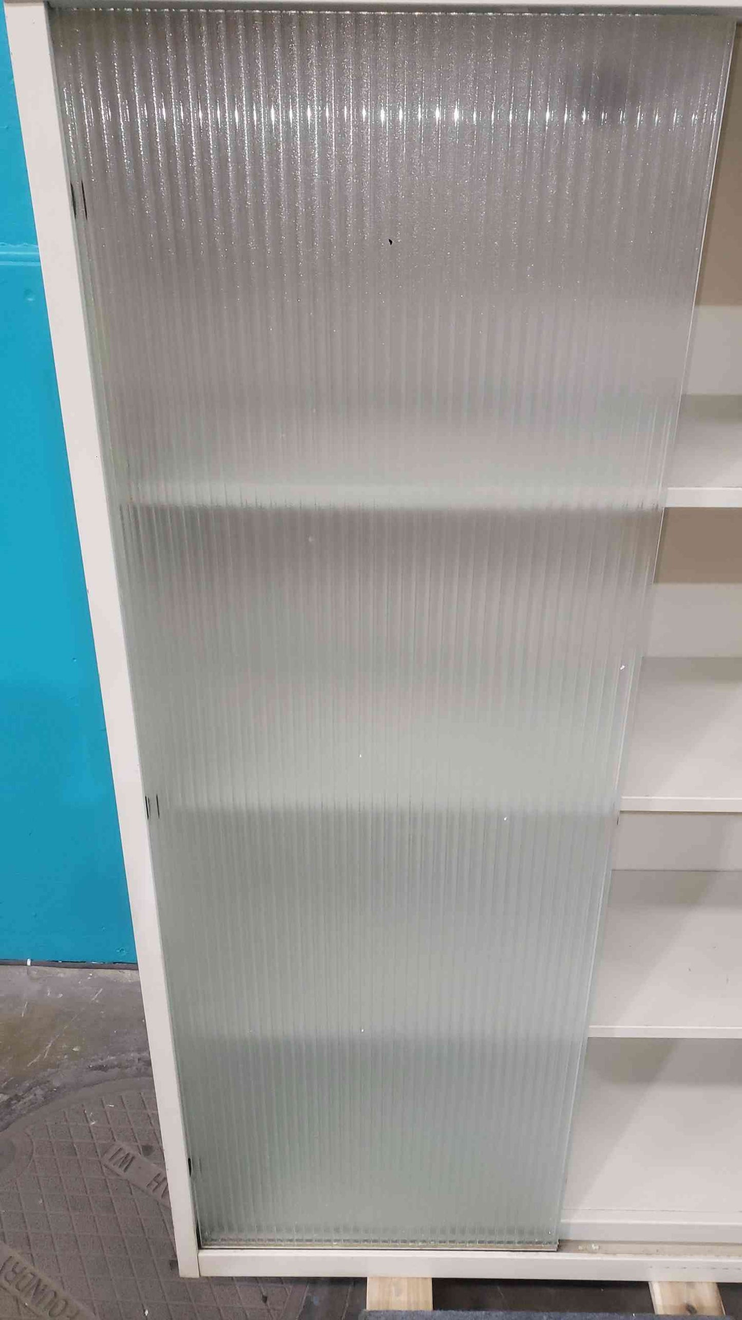 Tan 36"x15"x55" Tall Sliding Glass Storage Cabinet (SKU: 113403)
