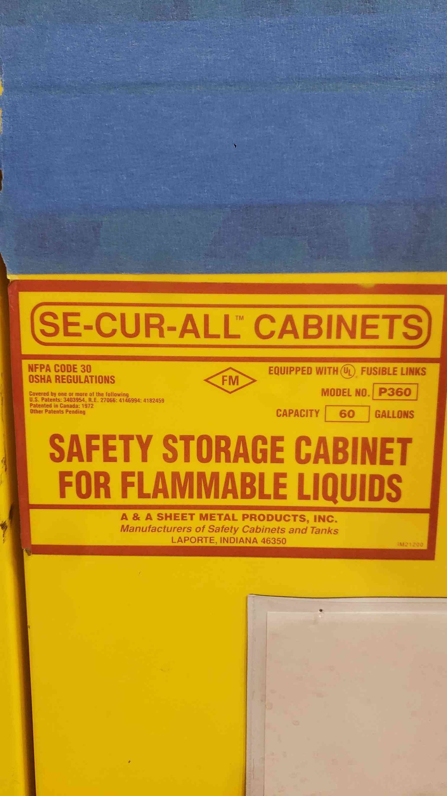 SE-CUR-ALL 60 Gal. 43" Flammable Liquid Safety Storage Cabinet P360 (SKU: 113593)