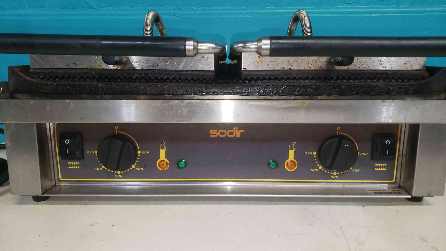 Equipex Commercial Double Panini Press Contact Grill Sodir 208V/240V Cast Iron (SKU: 113599)