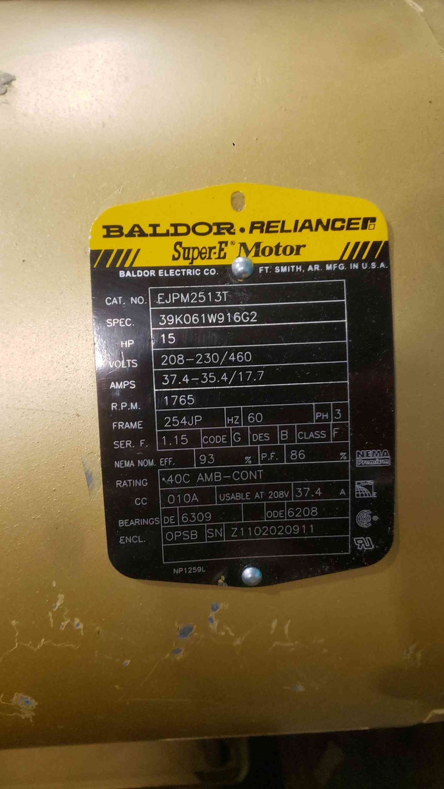 Baldor 15HP 208-230/460 3PH Motor & Pump EJPM2513T (SKU: 113600)