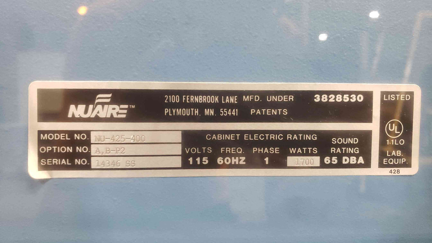 NuAire 4' Biological Safety Cabinet NU-425-400 (SKU: 113643)
