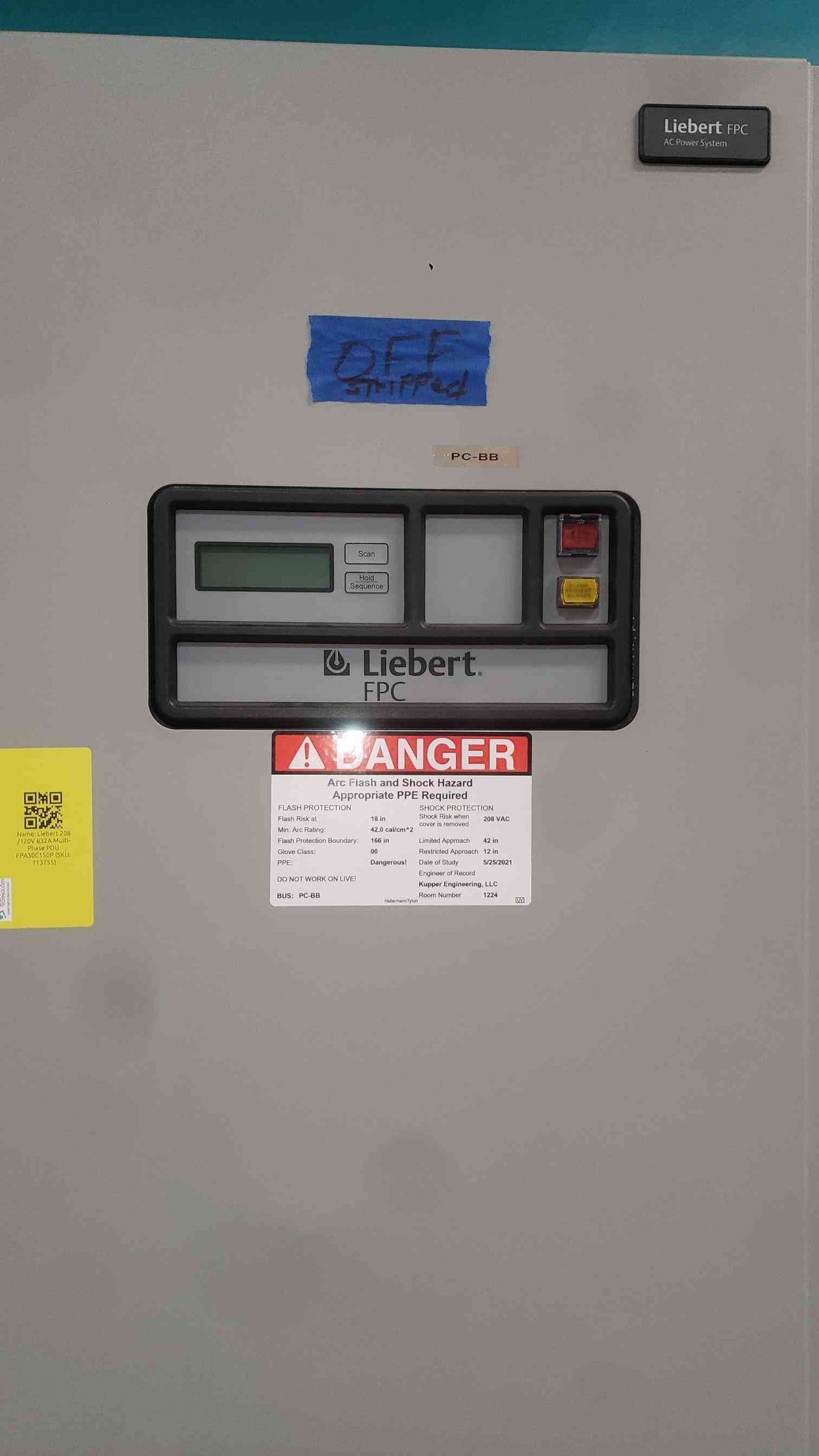 Liebert FPC 150kVA Power Distribution Unit PDU FPA30C150P 480V 208V 120V Square D