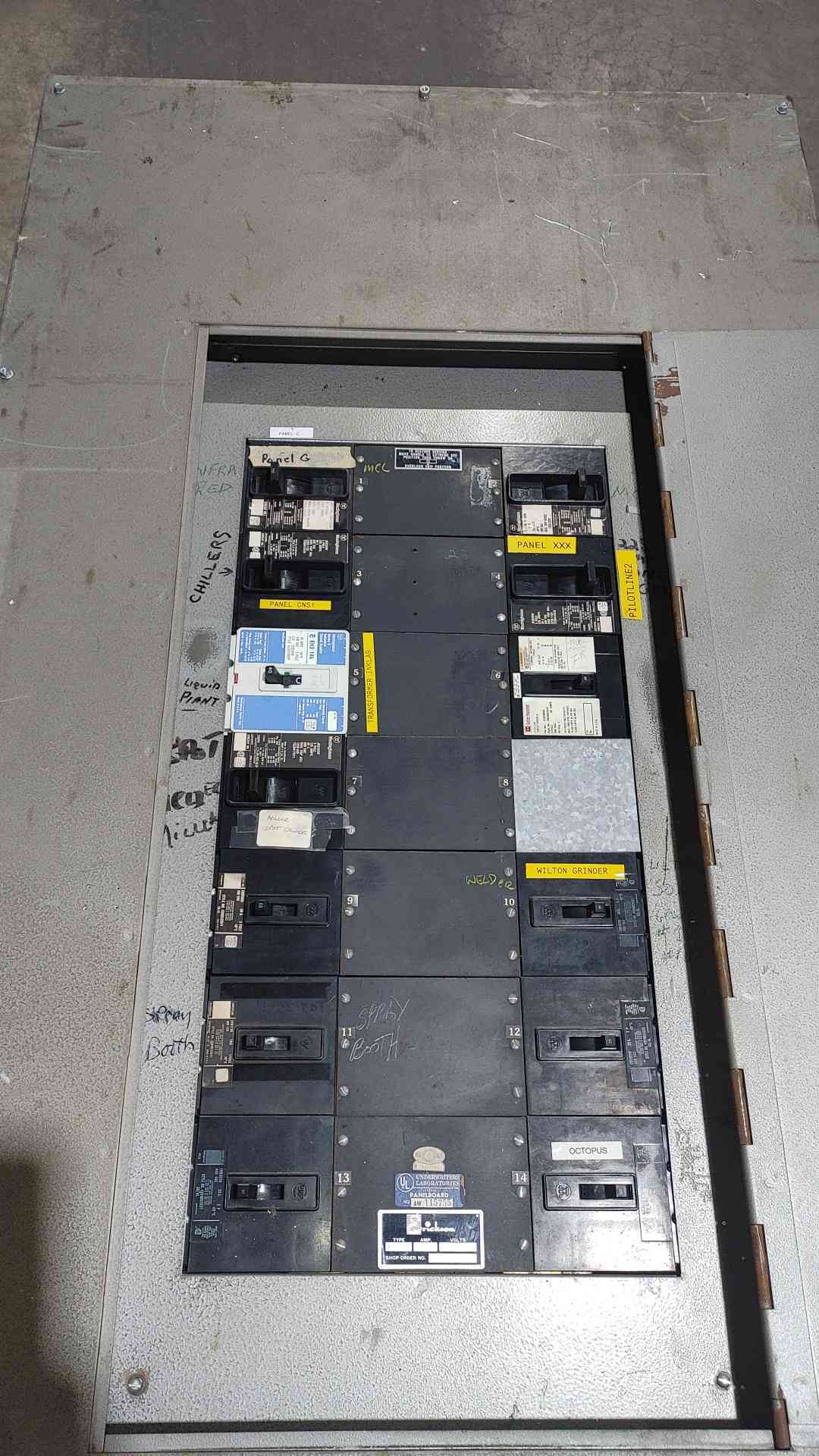 Erickson 480V 600A 3 Phase Panelboard Westinghouse Cutler-Hammer Breakers Panel