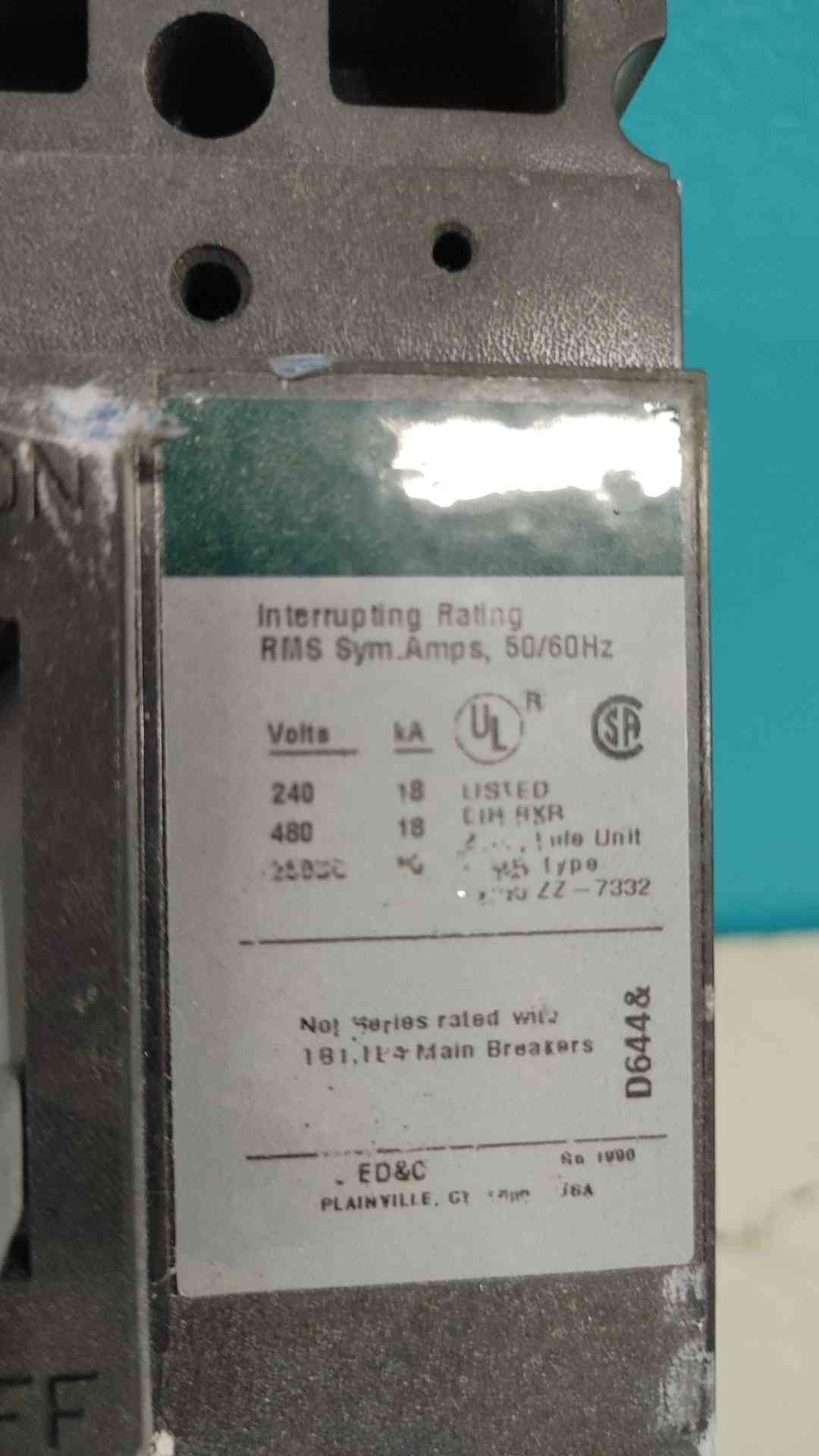GE 15A (480vac) 2 Or 3 Pole Power Circuit Breaker (TED134015V) (Sku 113874)