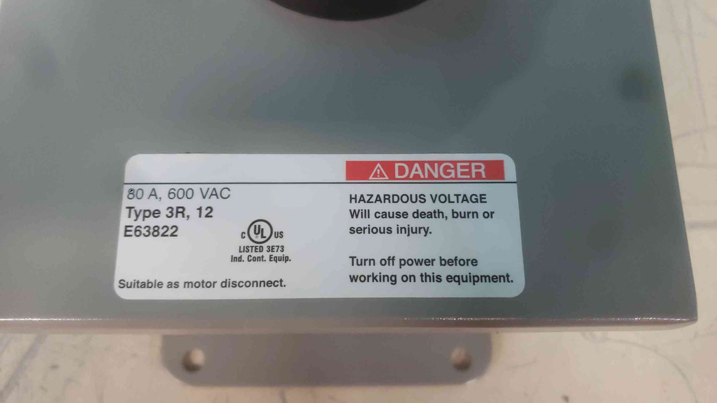 ABB EOT63U3M3-P Non-Fusible Disconnect Switch 80A 600V 3-Pole NEMA 3R 12 OT80F3