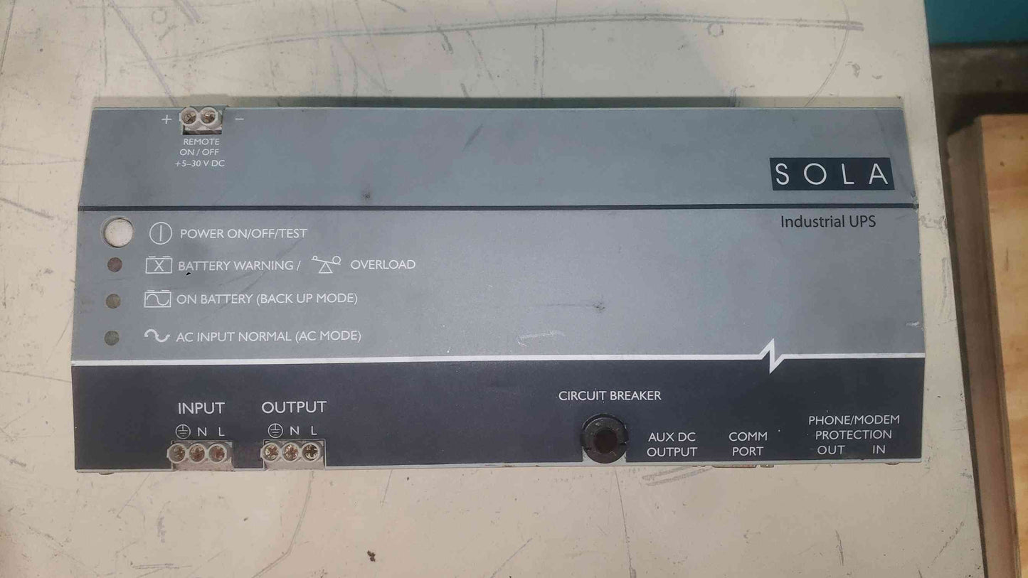 SolaHD SDU 500 Industrial DIN Rail UPS 500VA 120V Emerson 63S-U500-008 Serial DB9
