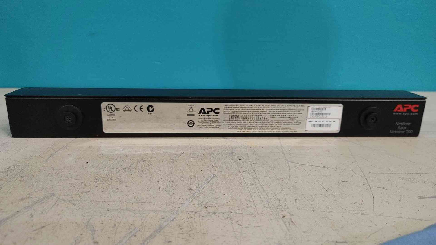 APC NetBotz Rack Monitor 200 Environment Security Appliance 1U NBRK0200 Switch