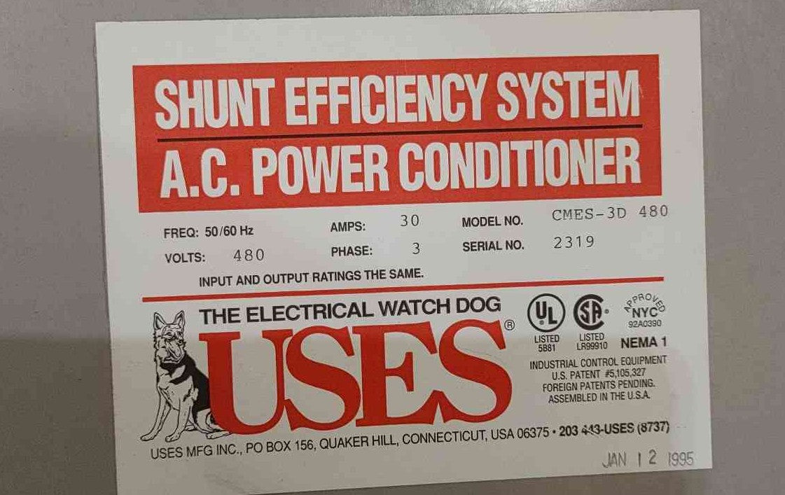 Shunt Efficiency System 30A, 480V, 3PH AC Power Conditioner. Model: CMES-3D  480V (Sku 114178)