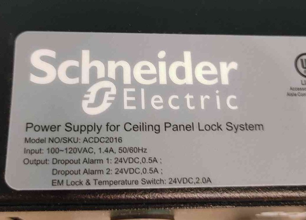 Schneider Electric 1.4A, 120V Power Supply For Ceiling Panel Lock Shstem. Model: ACDC2016 (Sku 114181)