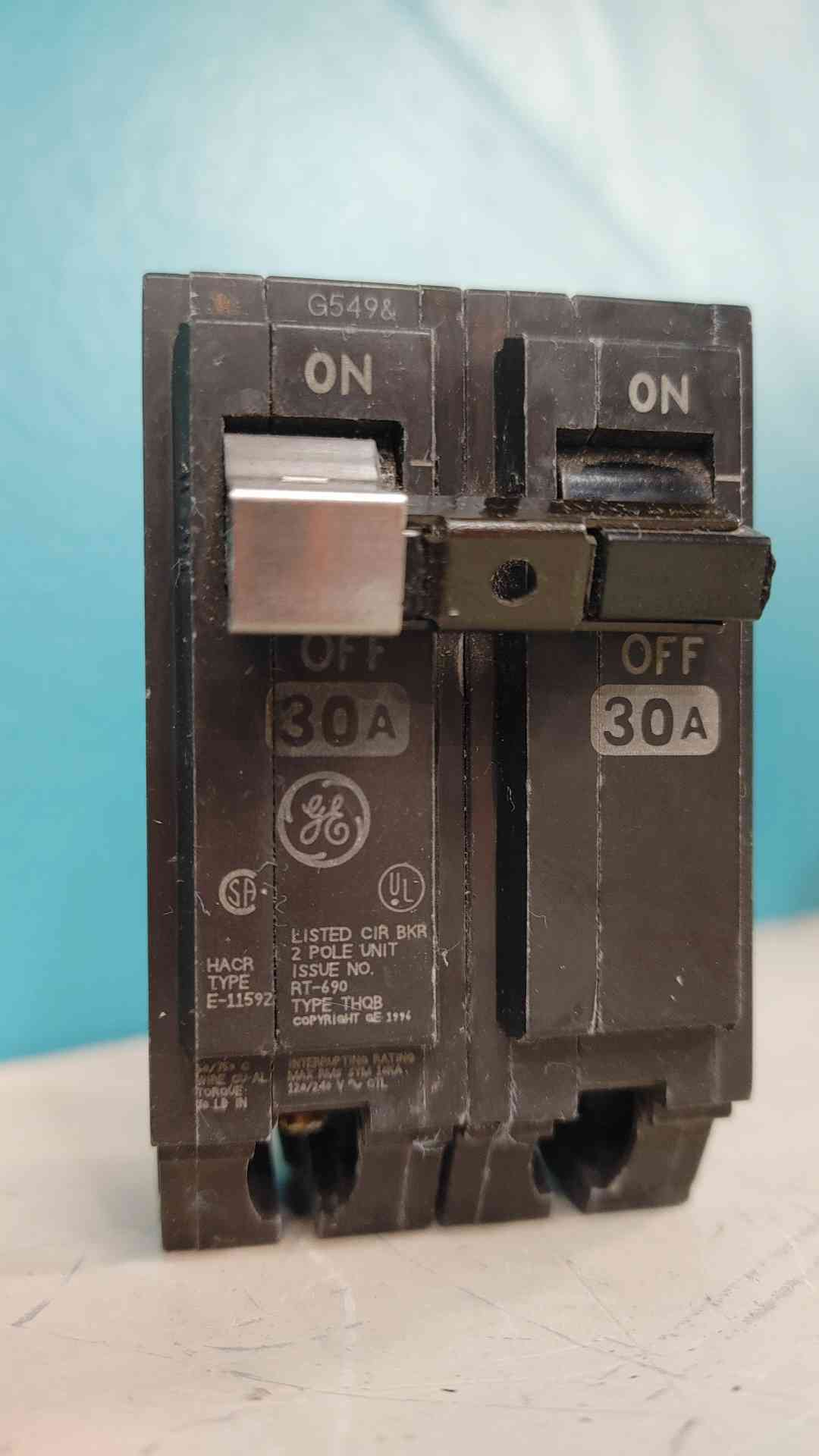 GE THQB2130 30A 2 Pole 120/240V Bolt-On Commercial Breaker THQB 30