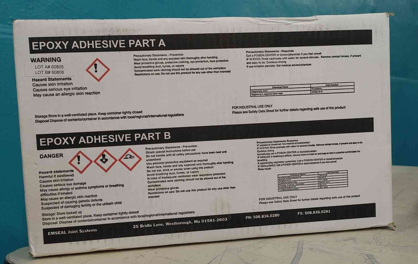 EMSEAL Joint Systems 2-Part Epoxy Adhesive Kit Part A B 60805 60808
