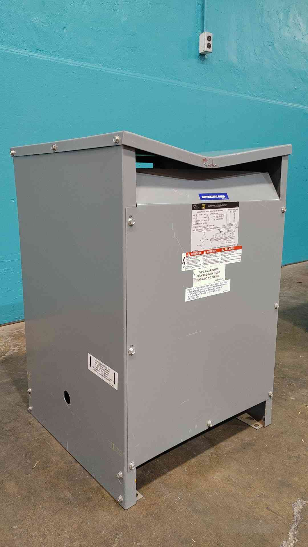 Square D Sorgel 45T3HIS 45 kVA Transformer 480V-208Y/120V 3 Ph Electrostatic Shield